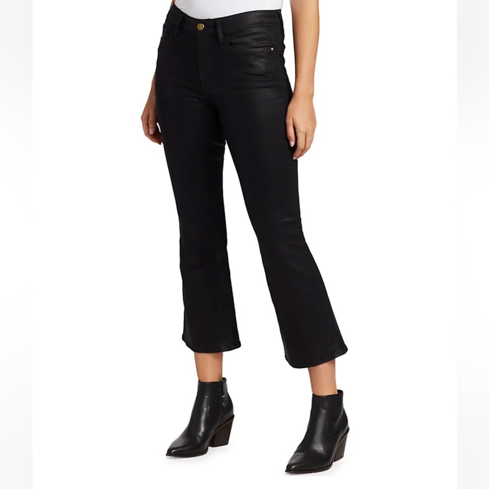 Frame Denim Le Crop Mini Boot Noir Coated Jeans
